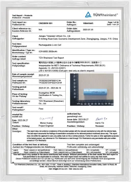 JW18650-2600mAh-3.7V-PSE-Special Table 12 Report-Rhine