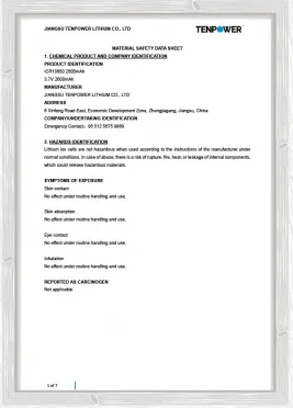 JW18650-2600mAh-MSDS-