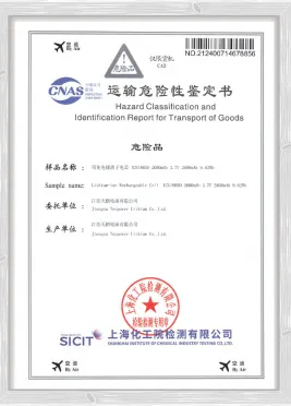 JW-ICR18650-2600mAh-Air-Transport-Certificate